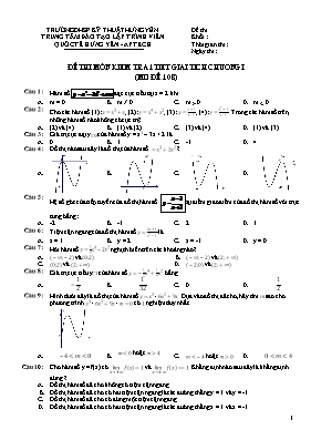 Đề kiểm tra 1 tiết Giải tích 12 - Mã đề 108